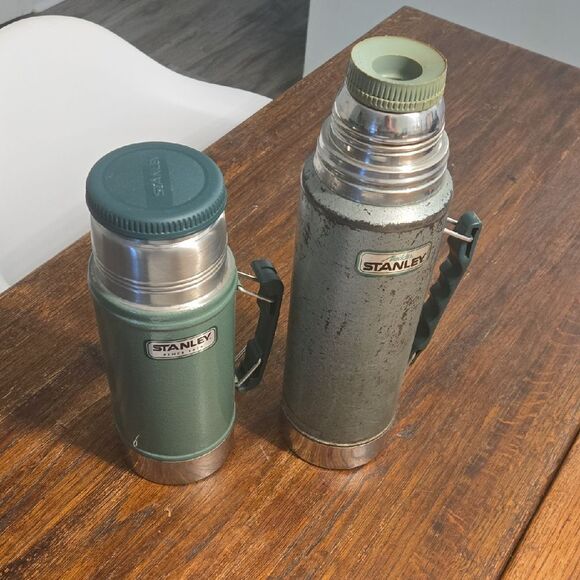 Stanley Classic Green and Silver Thermos Duo Vintage - Picture 1 of 7